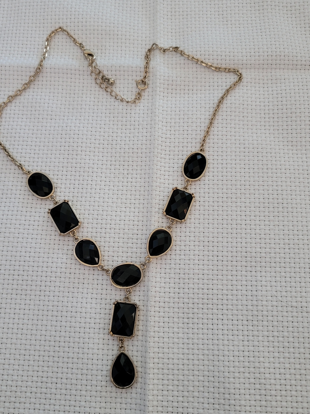 Gold-Tone Black Faceted Statement Necklace - Women's Jewelry